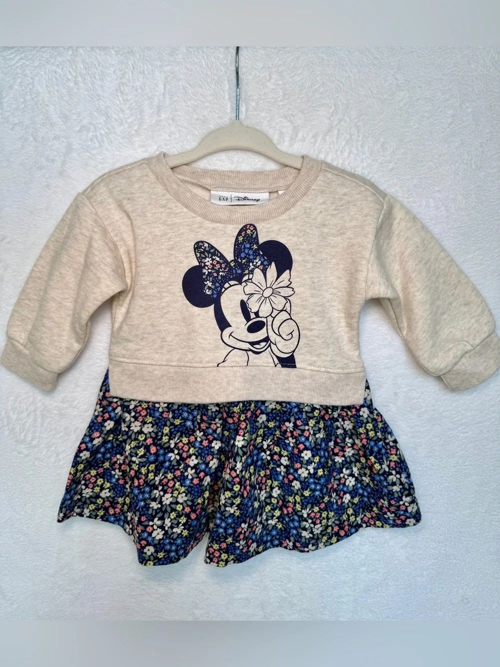 NWOT Baby Gap x Disney Minnie Mouse Floral Sweatshirt Dress 3-6M